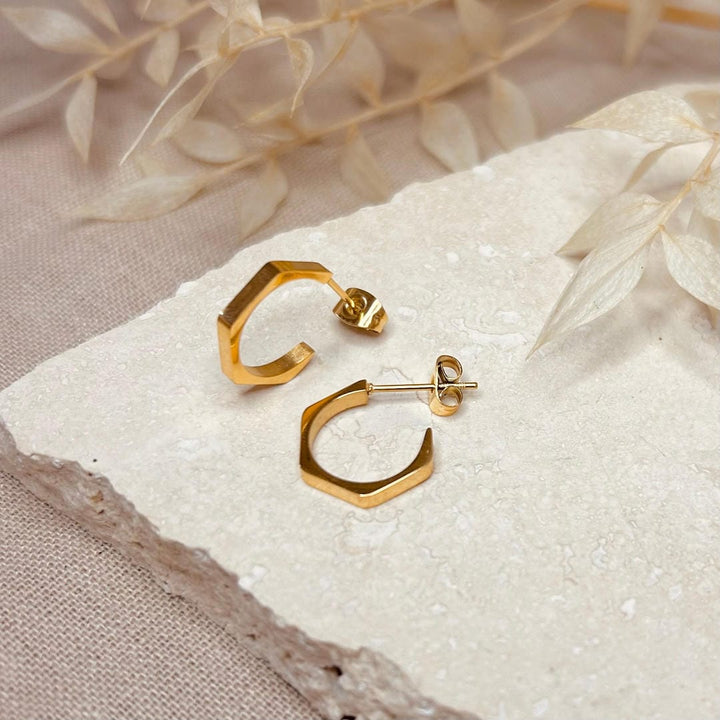 Alltags Goldene Hexagon-Creolen