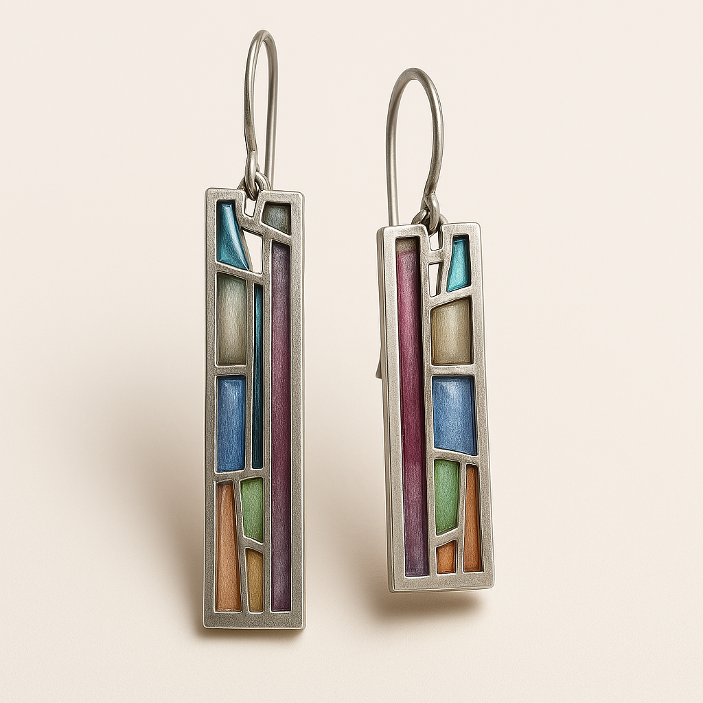 Mozaic Silber Vintage-Ohrringe