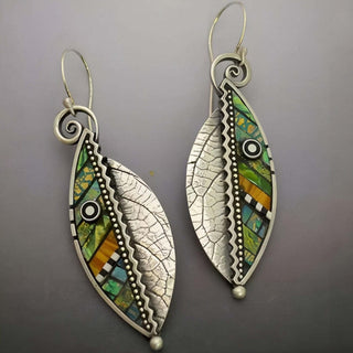 Bohemian Mosaik-Blatt-Ohrringe