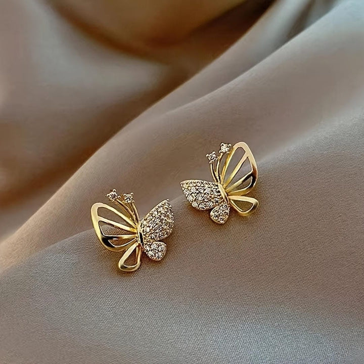 Schmetterling Pavé Gold-Ohrstecker