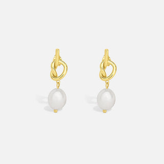 Elegante Goldohrringe mit Perlenknoten