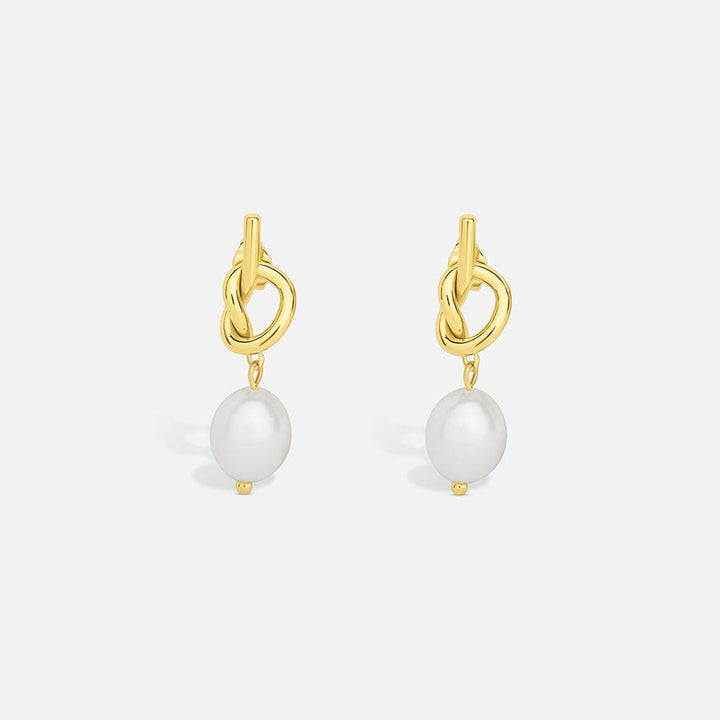 Elegante Goldohrringe mit Perlenknoten