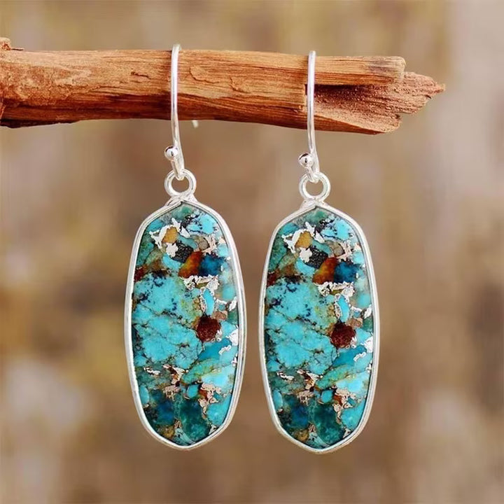 Vintage Boho Ohrringe mit verlängerter Türkisfassung