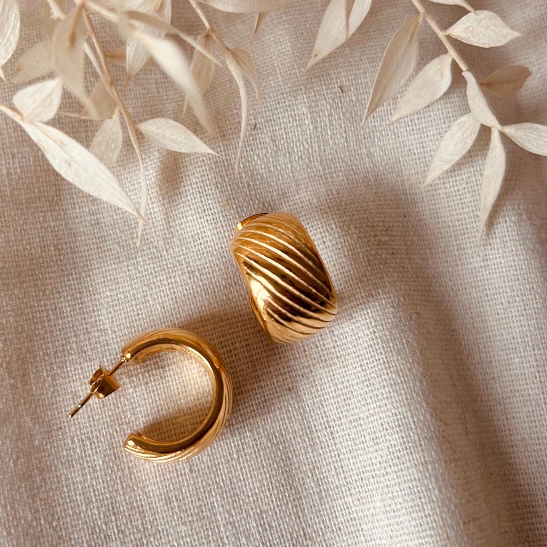 Alltags-Riffel-Gold-Ohrringe