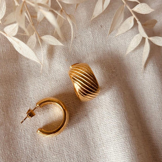 Alltags-Riffel-Gold-Ohrringe