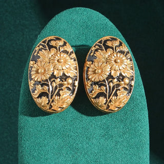 Art Deco Ohrringe mit Blumen-Gravur