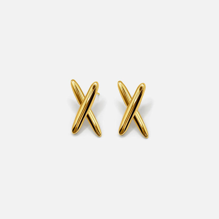 Moderne goldene X-förmige Ohrringe
