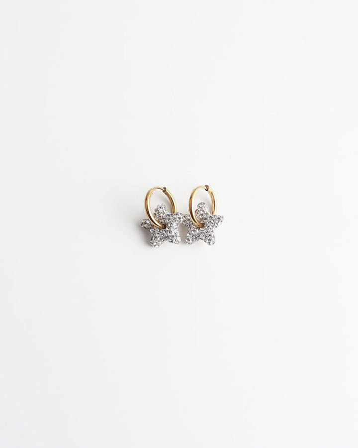 Toned Pave Star Creolen Ohrringe