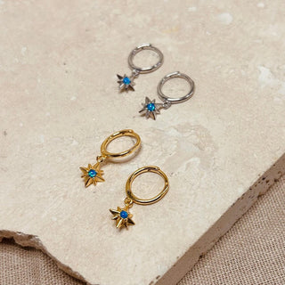 Opal Starburst Creolen Ohrringe