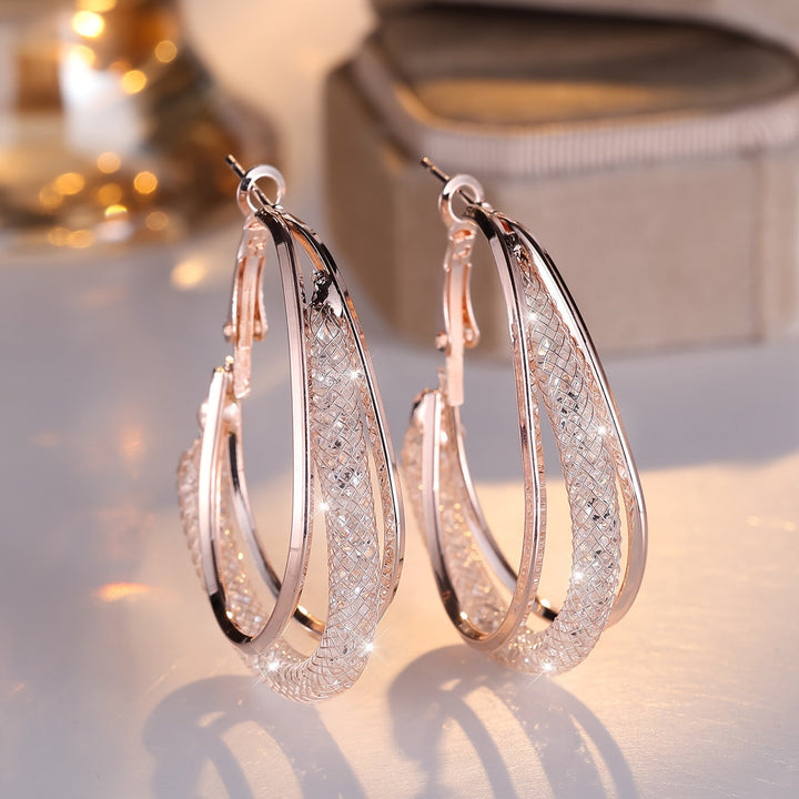 Luxuriöse Zirkonia Mesh Ohrringe aus Weissgold