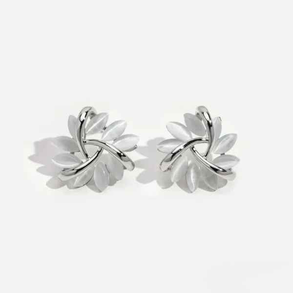 Opal-Blumen-Ohrstecker