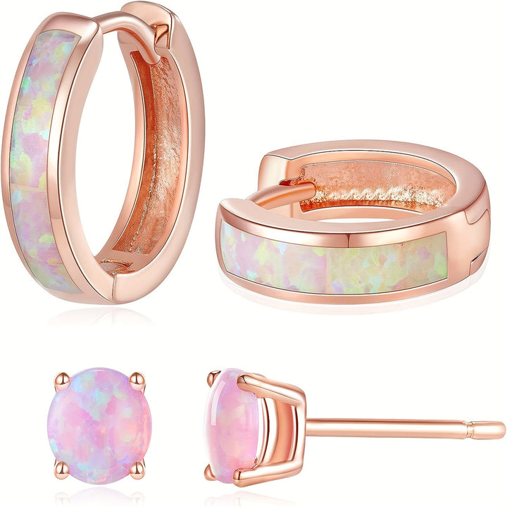 Irisierende Opal-Ohrring-Set