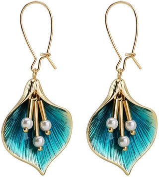Vintage Silberohrringe mit blauem Lotus