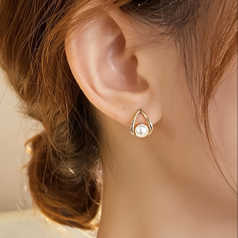 Exquisite geometrische Ohrringe mit Perleninlay