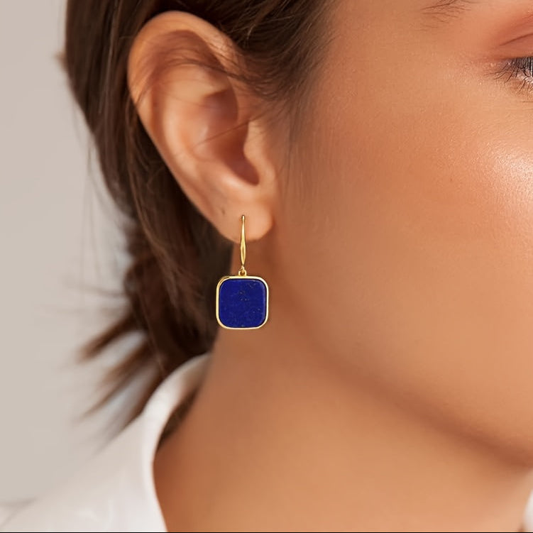 Bohemian quadratische Lapis Lazuli Ohrringe