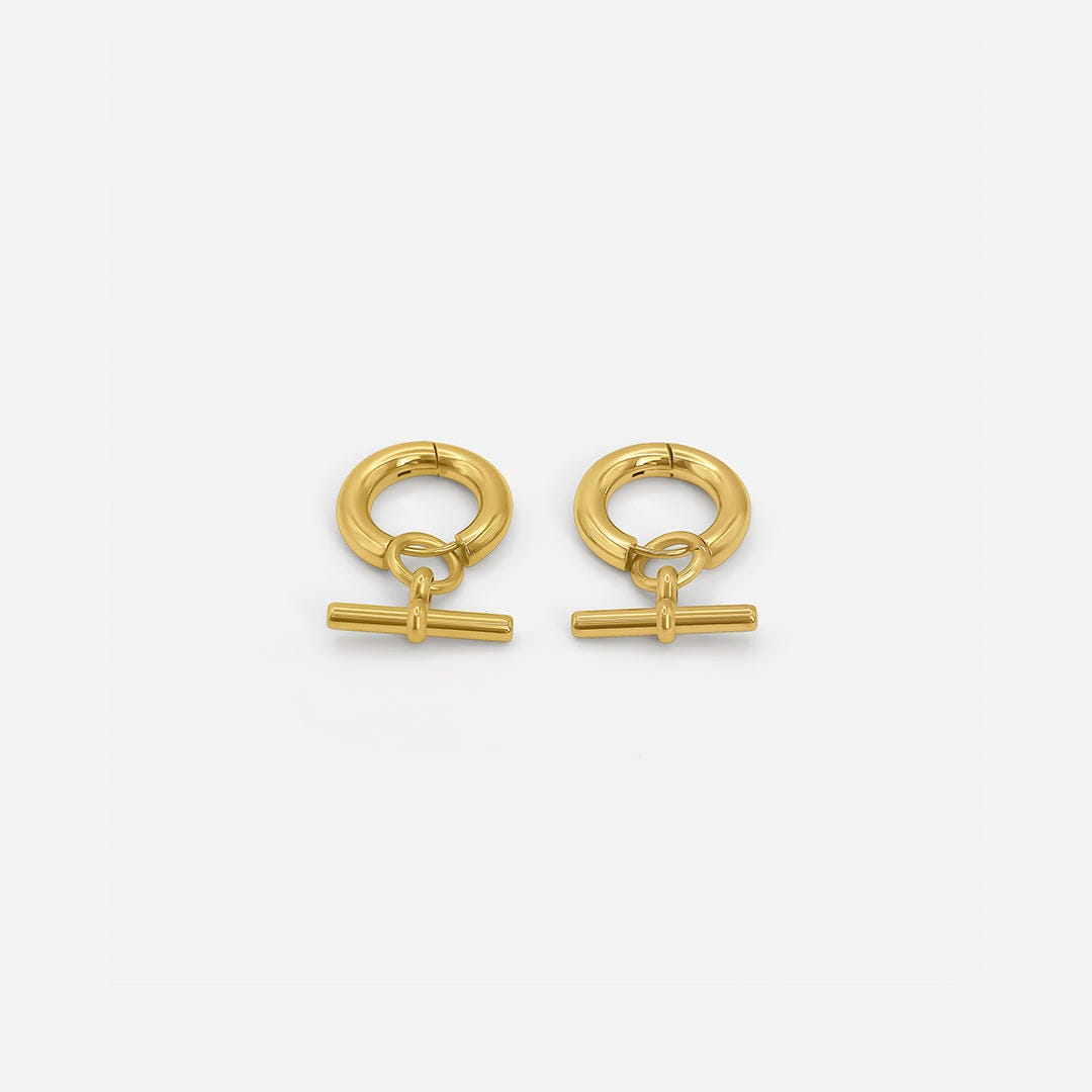 Elegante T-Bar Ohrhänger aus Gold