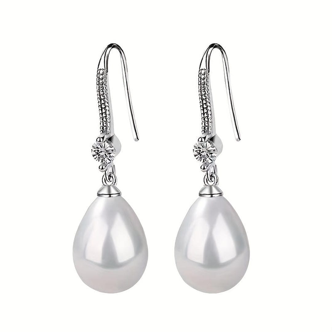 Tropfenförmige Perlen-Crystal-Hängerohrringe
