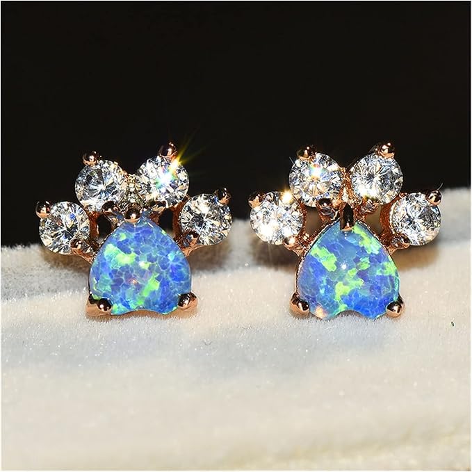 Opal-Krone Pfoten-Steckerohrringe