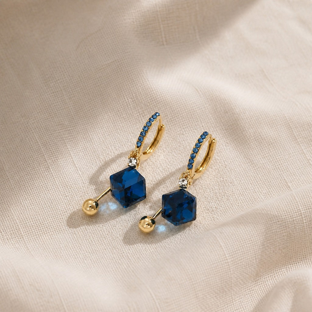 Blaue Kristallohrringe