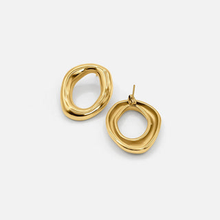 Elegante geschwungene offene ovale Ohrringe aus Gold