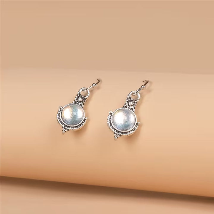 Elegante runde Mondstein-Cabochon-Ohrringe