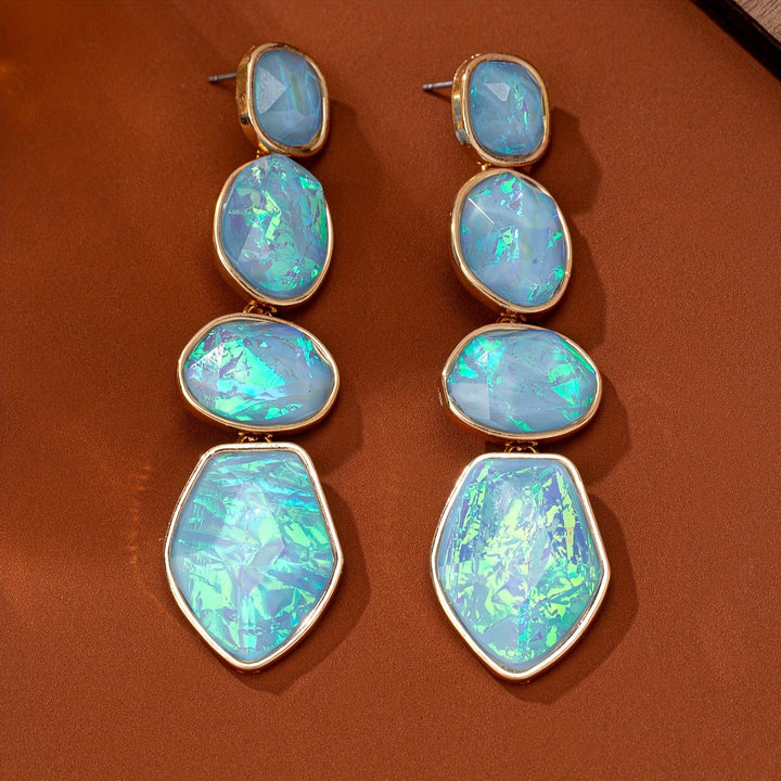 Elegante Gradient Opal-Ohrringe mit Anhänger