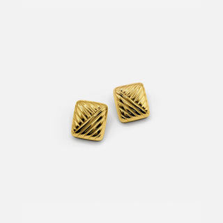 Vintage Goldene Rechteck-Ohrstecker