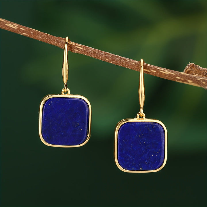 Bohemian quadratische Lapis Lazuli Ohrringe