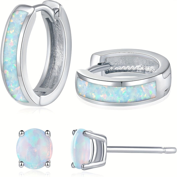 Irisierende Opal-Ohrring-Set