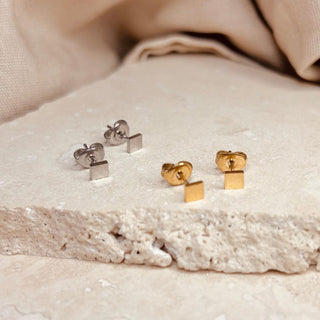 Alltags Quadrat Ohrringe in Gold und Silber