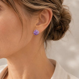 Abstrakte Kristall-Steckerohrringe Amethyst