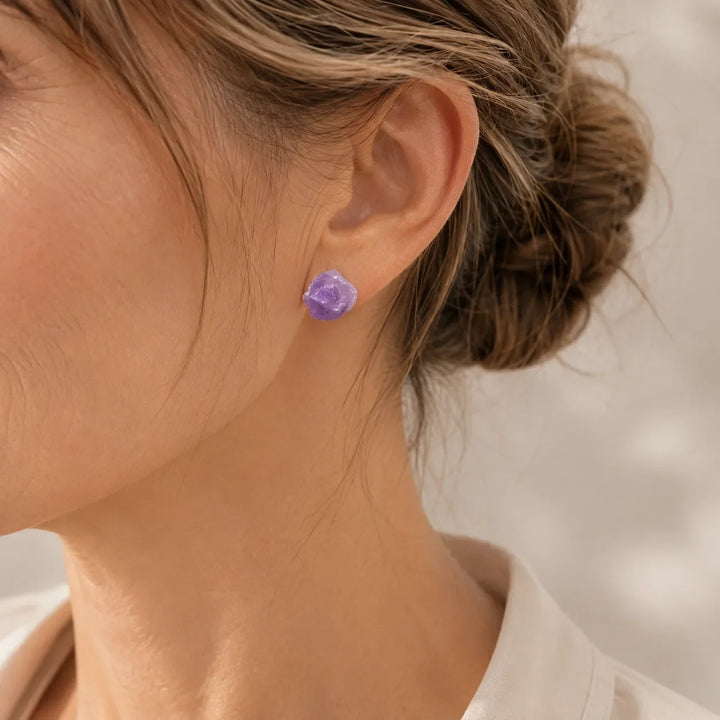 Abstrakte Kristall-Steckerohrringe Amethyst