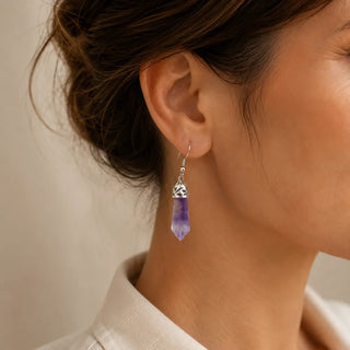 Amethyst-Kristall-Ohrringe
