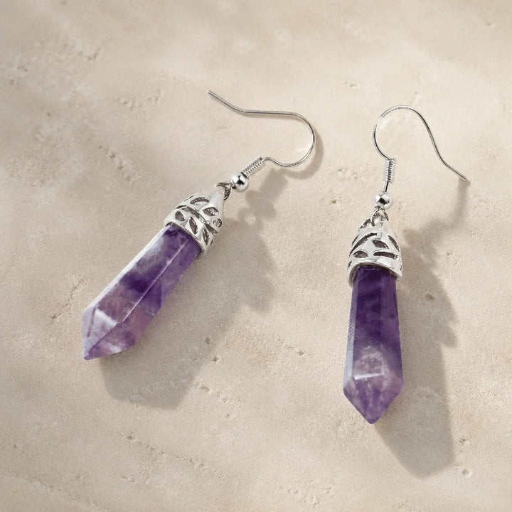 Amethyst-Kristall-Ohrringe