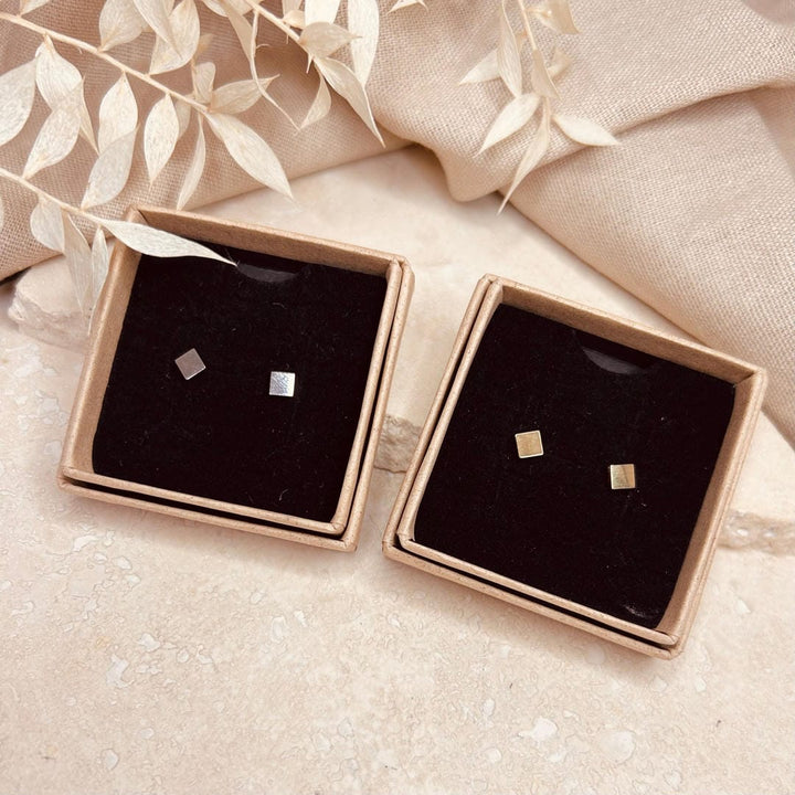 Alltags Quadrat Ohrringe in Gold und Silber