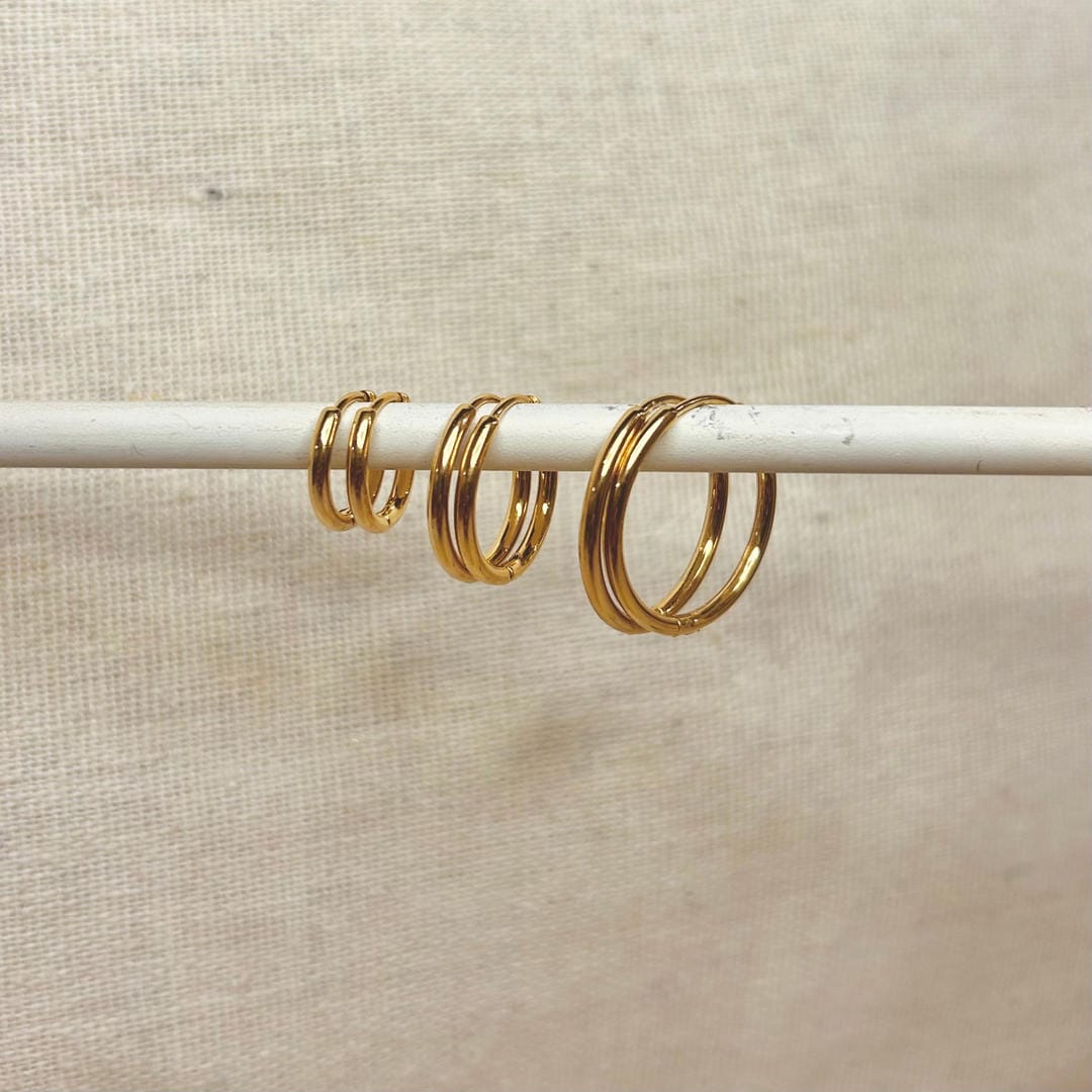 Set mit 3 Paar Alltags-Ohrringen in Gold oder Silber