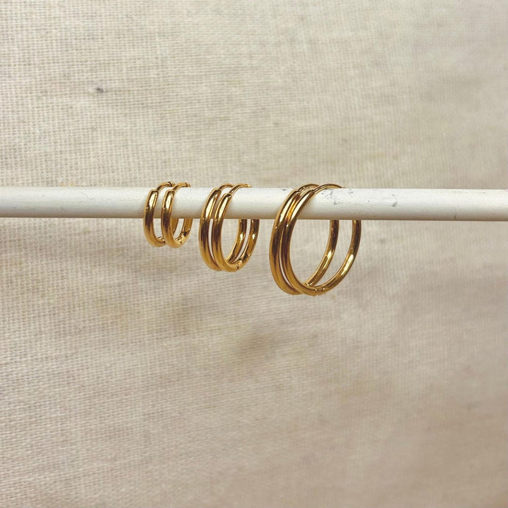 Set mit 3 Paar Alltags-Ohrringen in Gold oder Silber