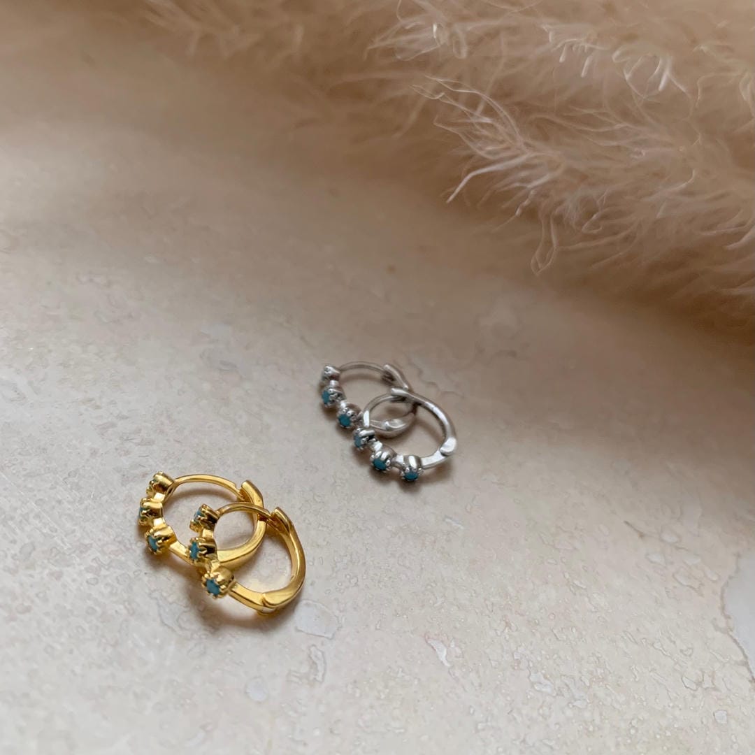 Mini Türkis-Creolen in Gold oder Silber