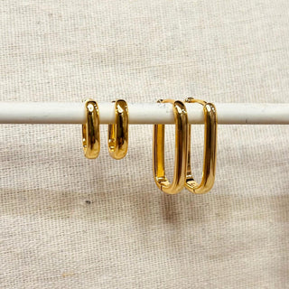 Set mit 2 Paar Alltags-Ovalohrringen in Gold und Silber