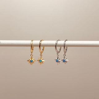 Opal Starburst Creolen Ohrringe