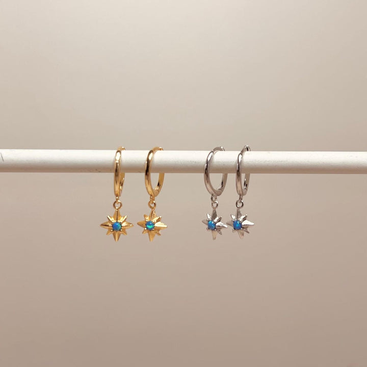 Opal Starburst Creolen Ohrringe