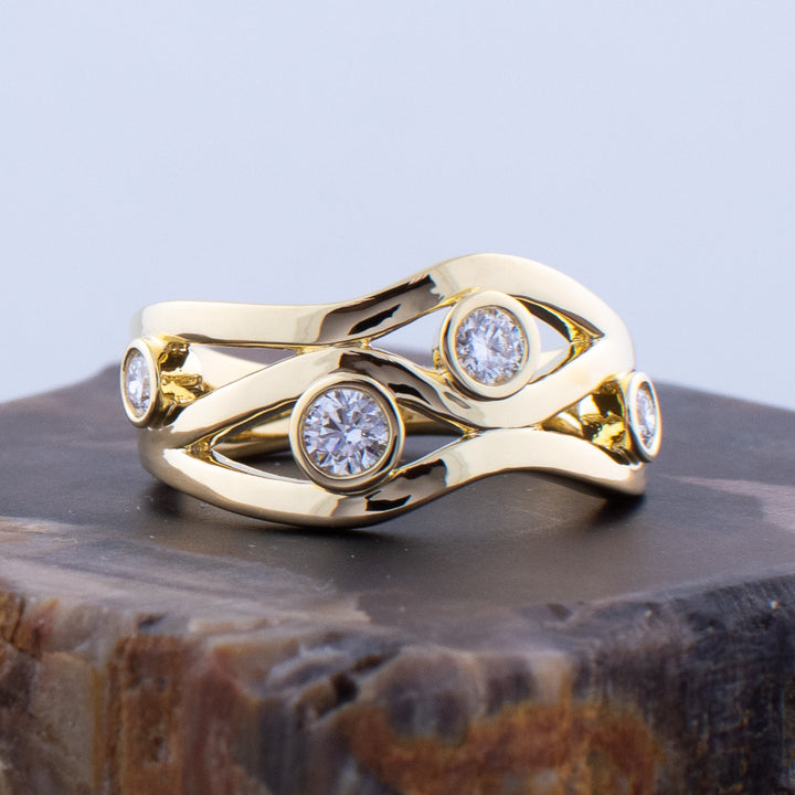 Ring Klassischer Kristall Zweifarbig