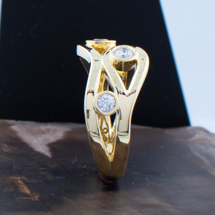 Ring Klassischer Kristall Zweifarbig
