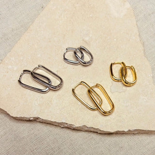 Set mit 2 Paar Alltags-Ovalohrringen in Gold und Silber