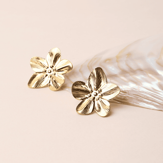 Bold Hibiscus Gold-Ohrringe