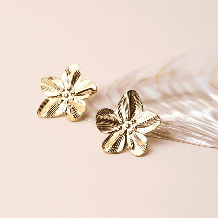 Bold Hibiscus Gold-Ohrringe