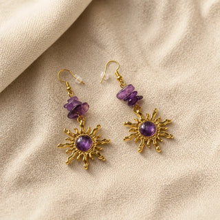 Gravel Beads Sonnen Gold-Ohrringe