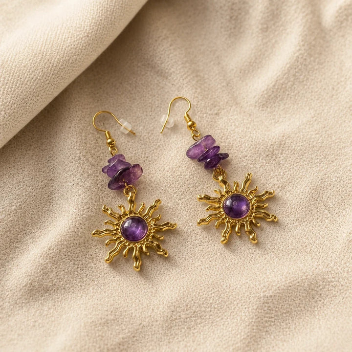 Gravel Beads Sonnen Gold-Ohrringe