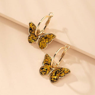 Goldene Schmetterlings-Hoops Ohrringe