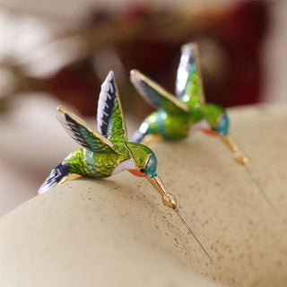 Einzigartige bunte Kolibri-Ohrringe